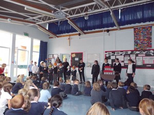 Every fortnight, the vicar bris a team of people to help her present Open the Book assemblies involving bible stories and a lot of audience participation.