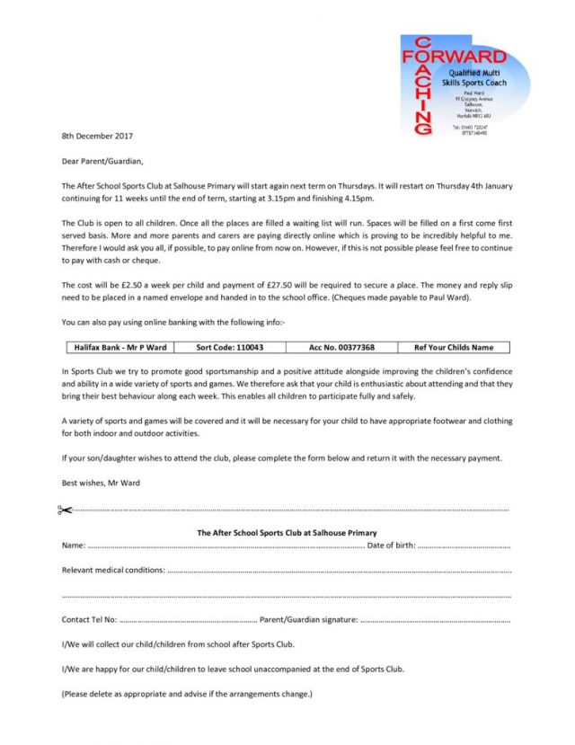 thumbnail of Thursday Sports Club Letter 0118