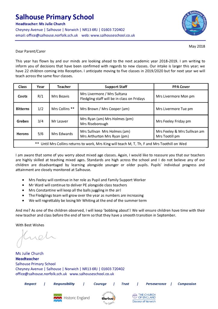 thumbnail of All Classes Transition 2018 Letter