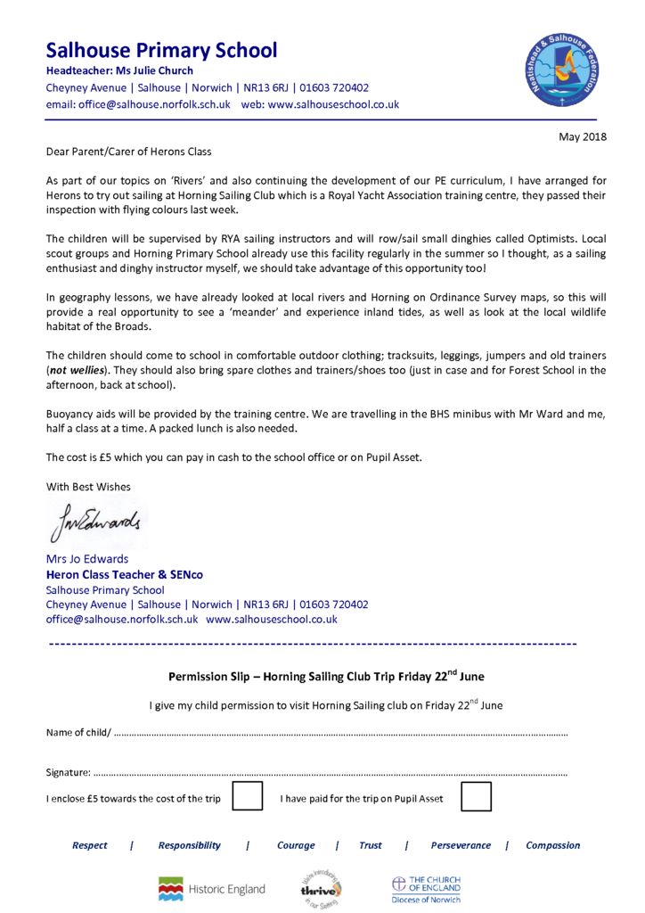 thumbnail of Horning Sailing Club Visit Letter